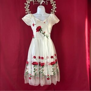 Womens Swing Dress Floral Embroidery Prom Dance Stylin’ Like Taylor Swift Size M